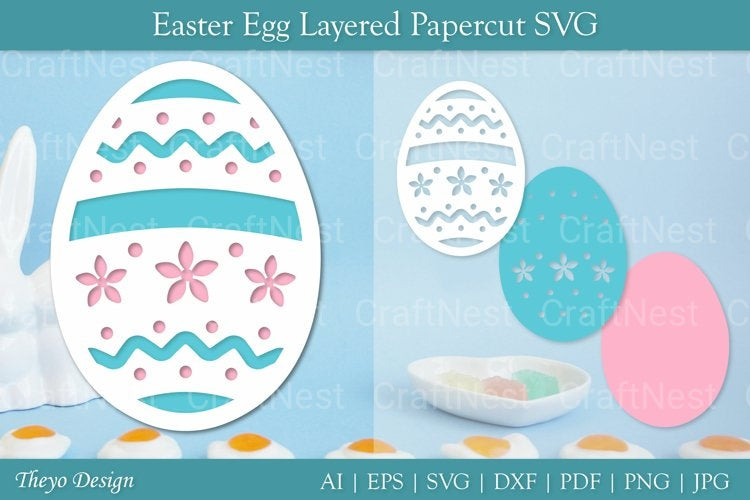 Easter Egg Layered Papercut SVG Bundle