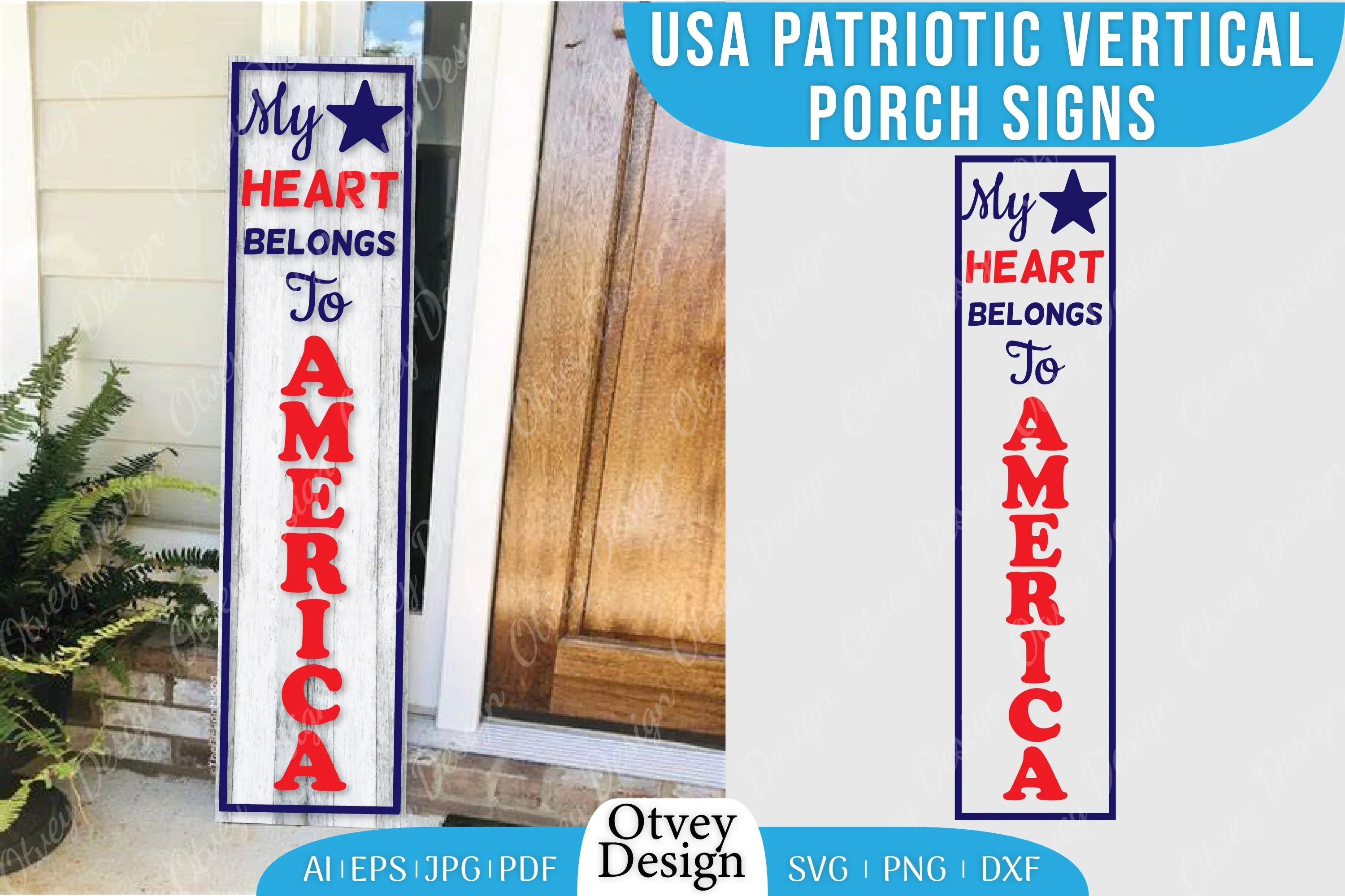 USA Patriotic Vertical Porch Signs SVG Bundle