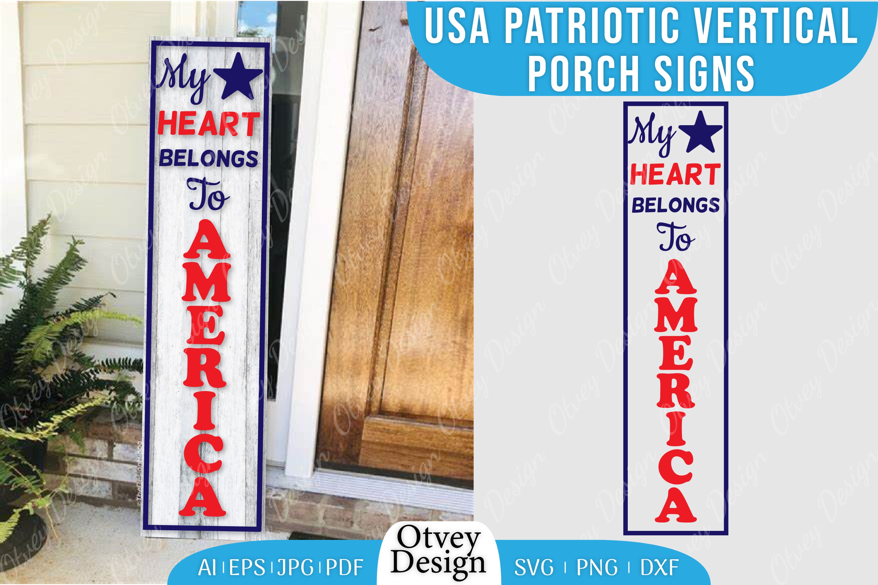 USA Patriotic Vertical Porch Signs SVG Bundle 11 - CraftNest - Digital Crafting and Art
