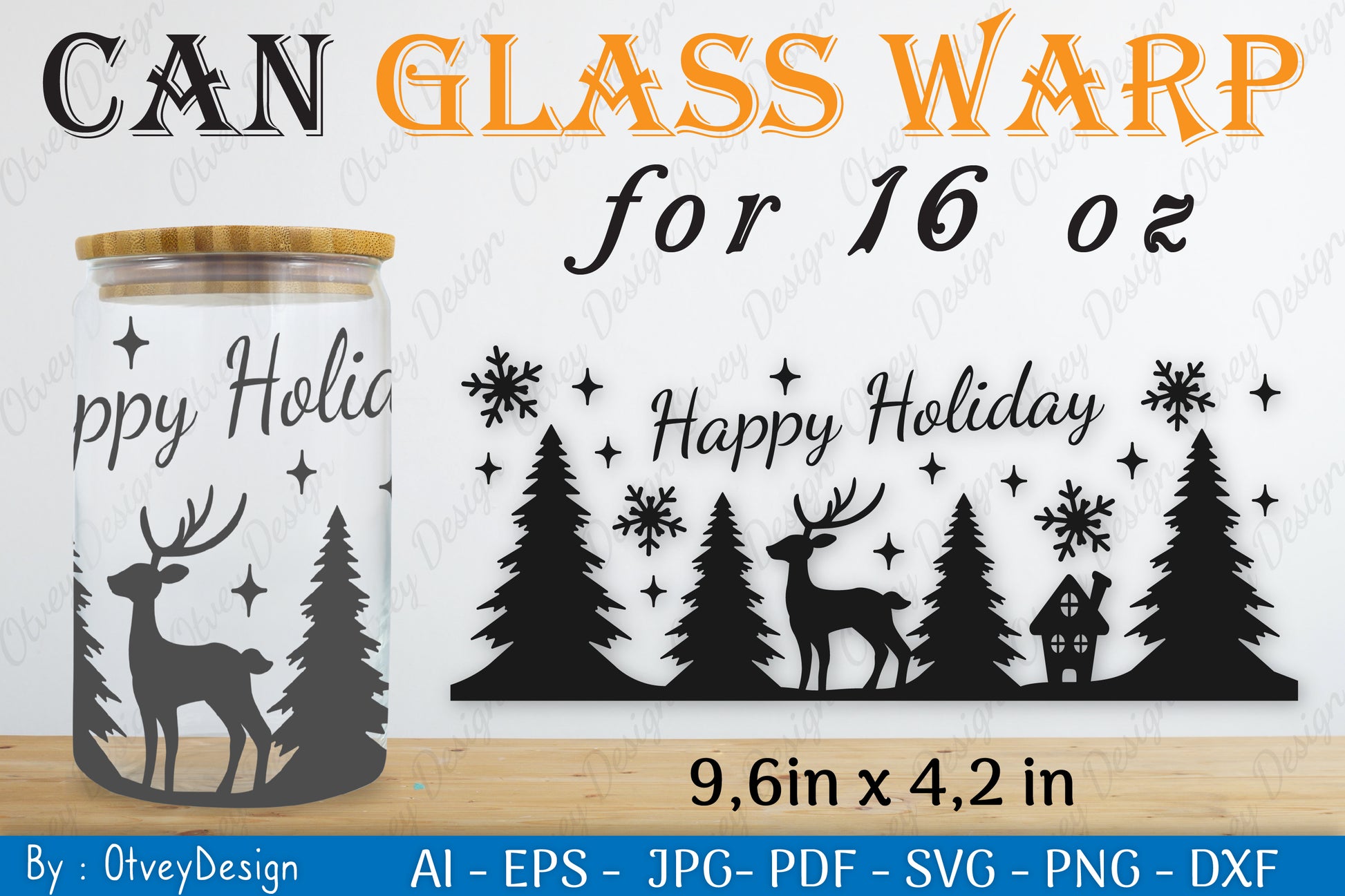 Christmas Deer Can Glass 16 OZ SVG Bundle 1 - CraftNest - Digital Crafting and Art
