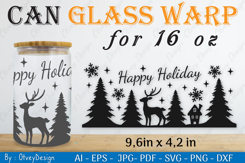 Christmas Deer Can Glass 16 OZ SVG Bundle 1 - CraftNest - Digital Crafting and Art
