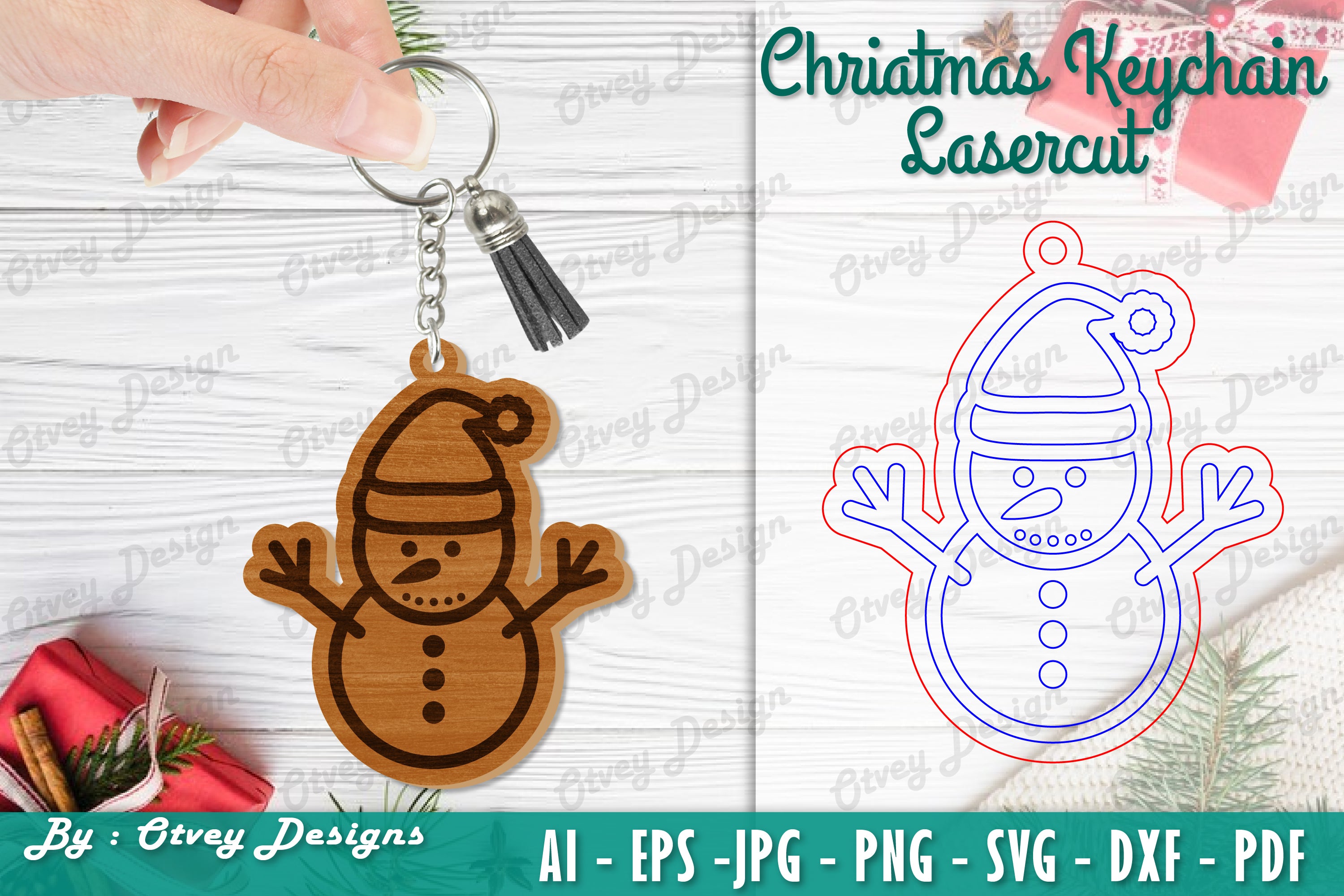 Christmas Keychain Lasercut SVG Bundle