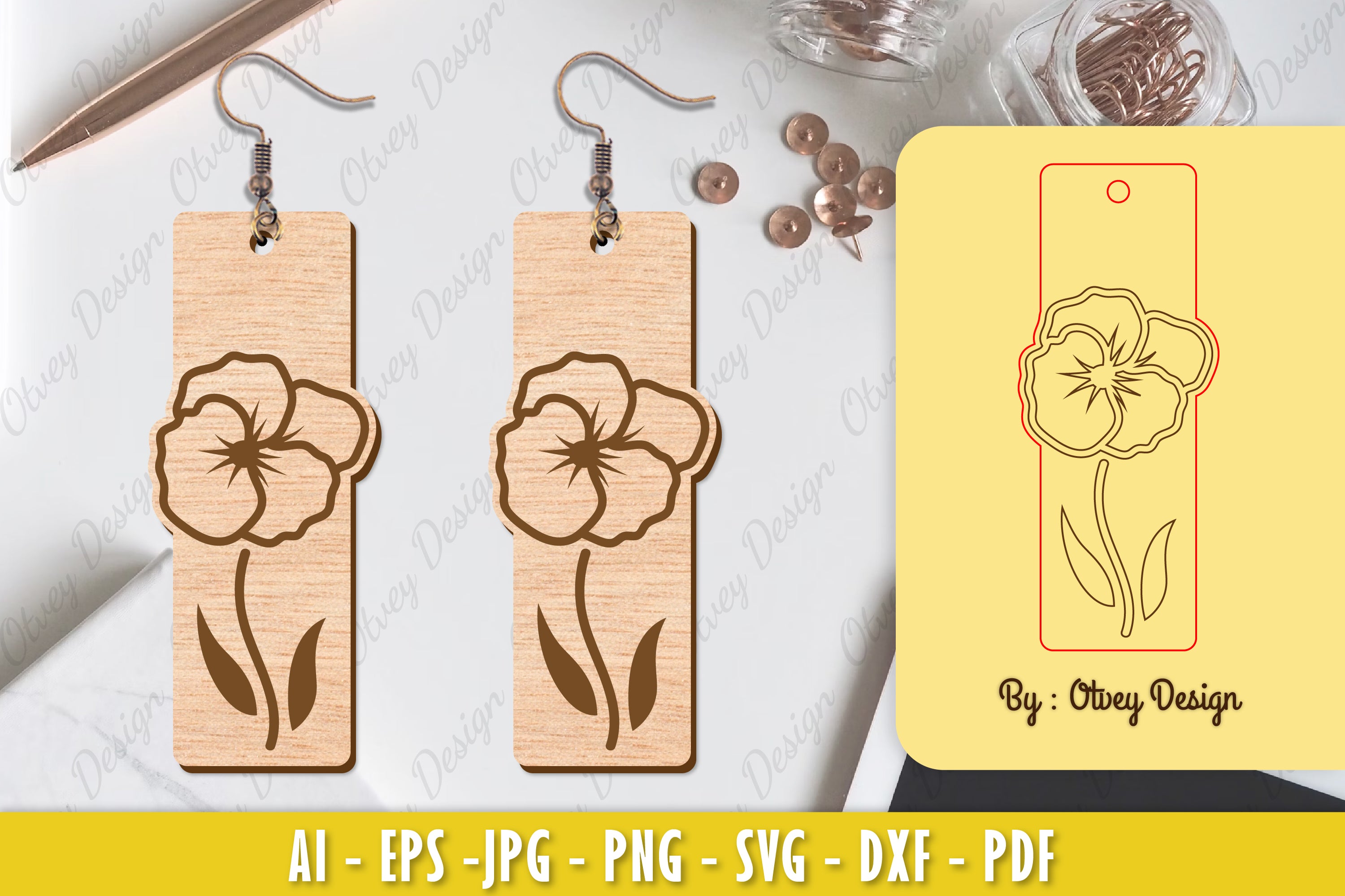 Flower Earring Laser Cut SVG Bundle 141 - CraftNest - Digital Crafting and Art