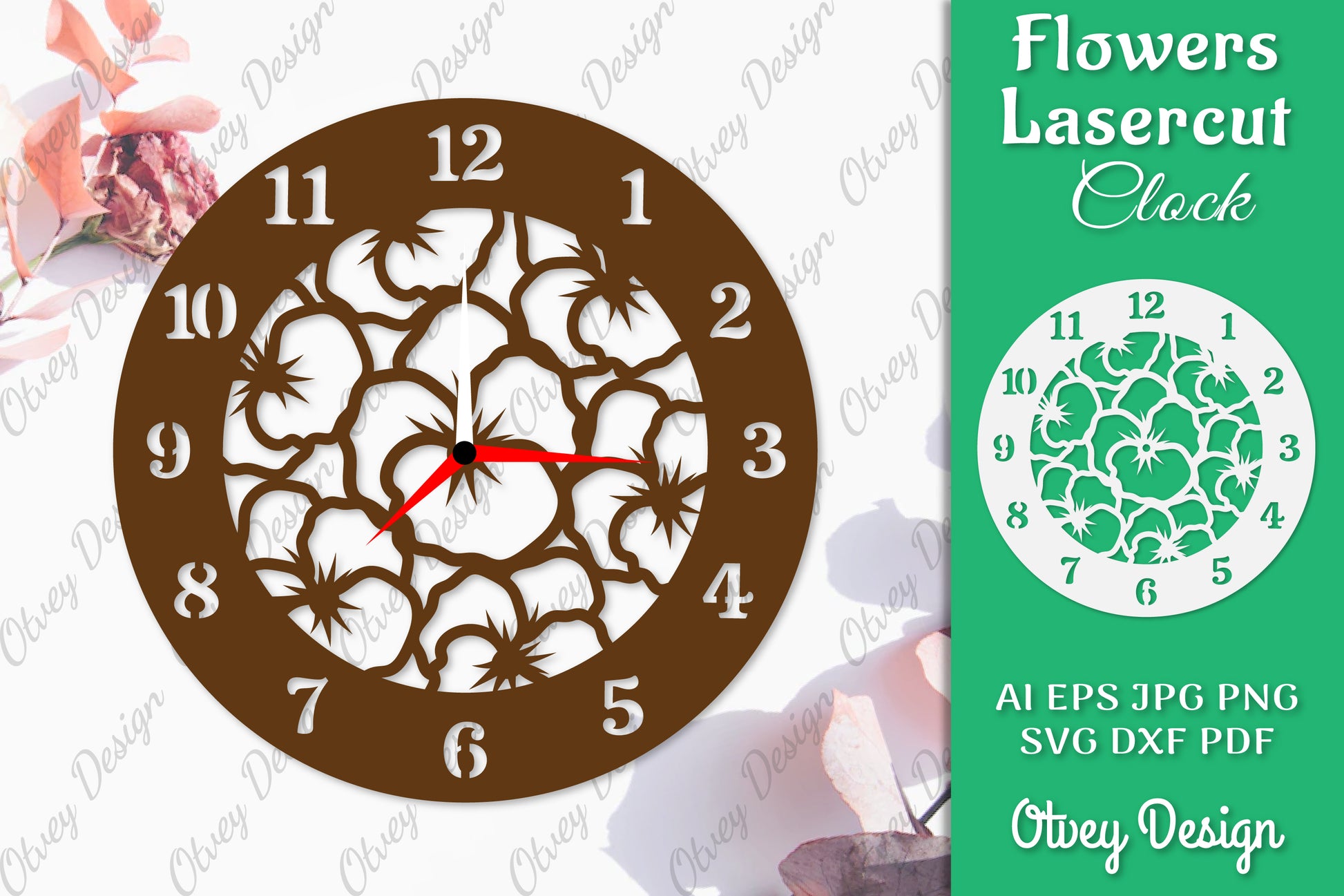 Flowers Clock SVG LaserCut SVG Bundle 1 - CraftNest - Digital Crafting and Art