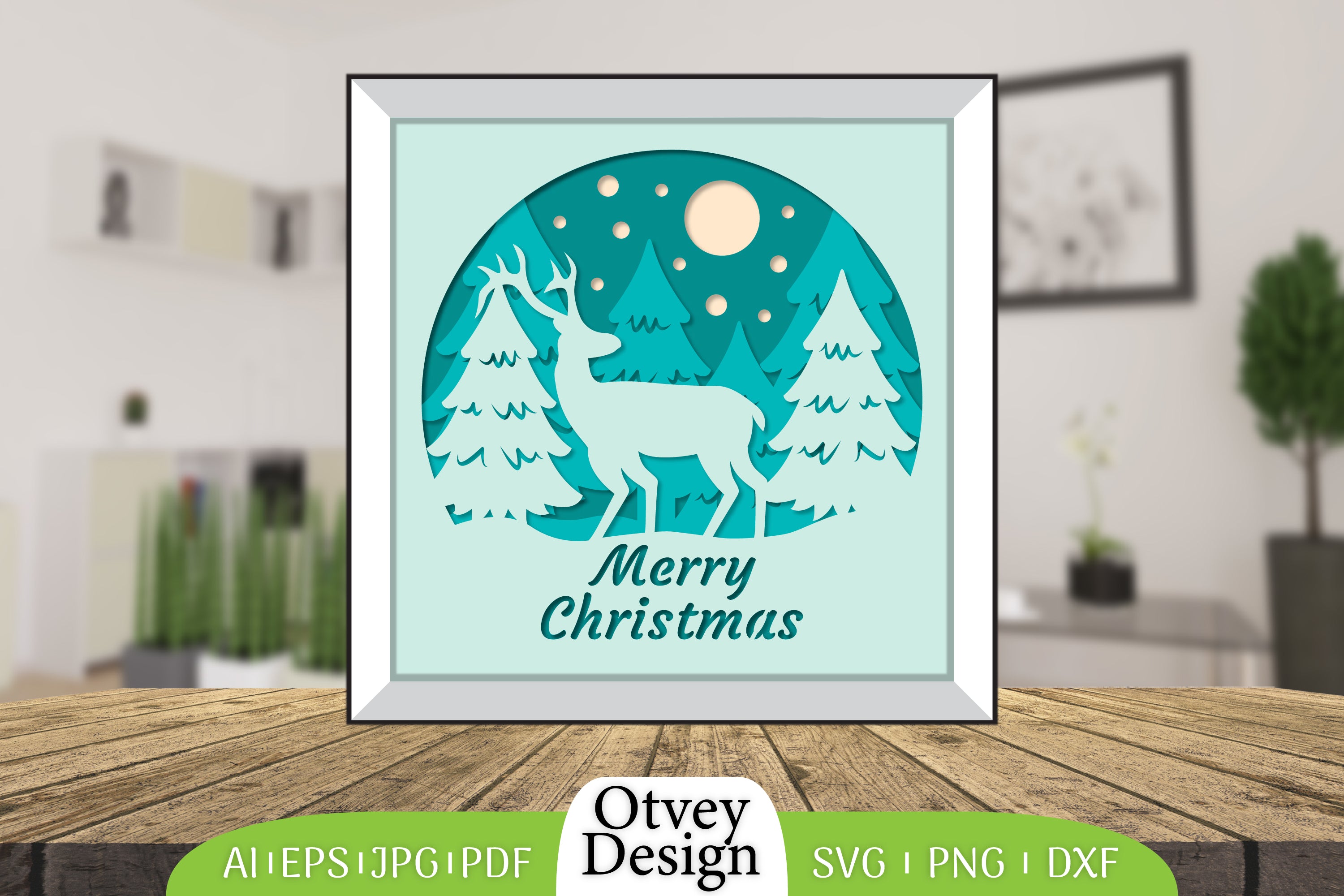Merry Christmas Deer 3D Shadow Box Papercut SVG Bundle 1 - CraftNest - Digital Crafting and Art