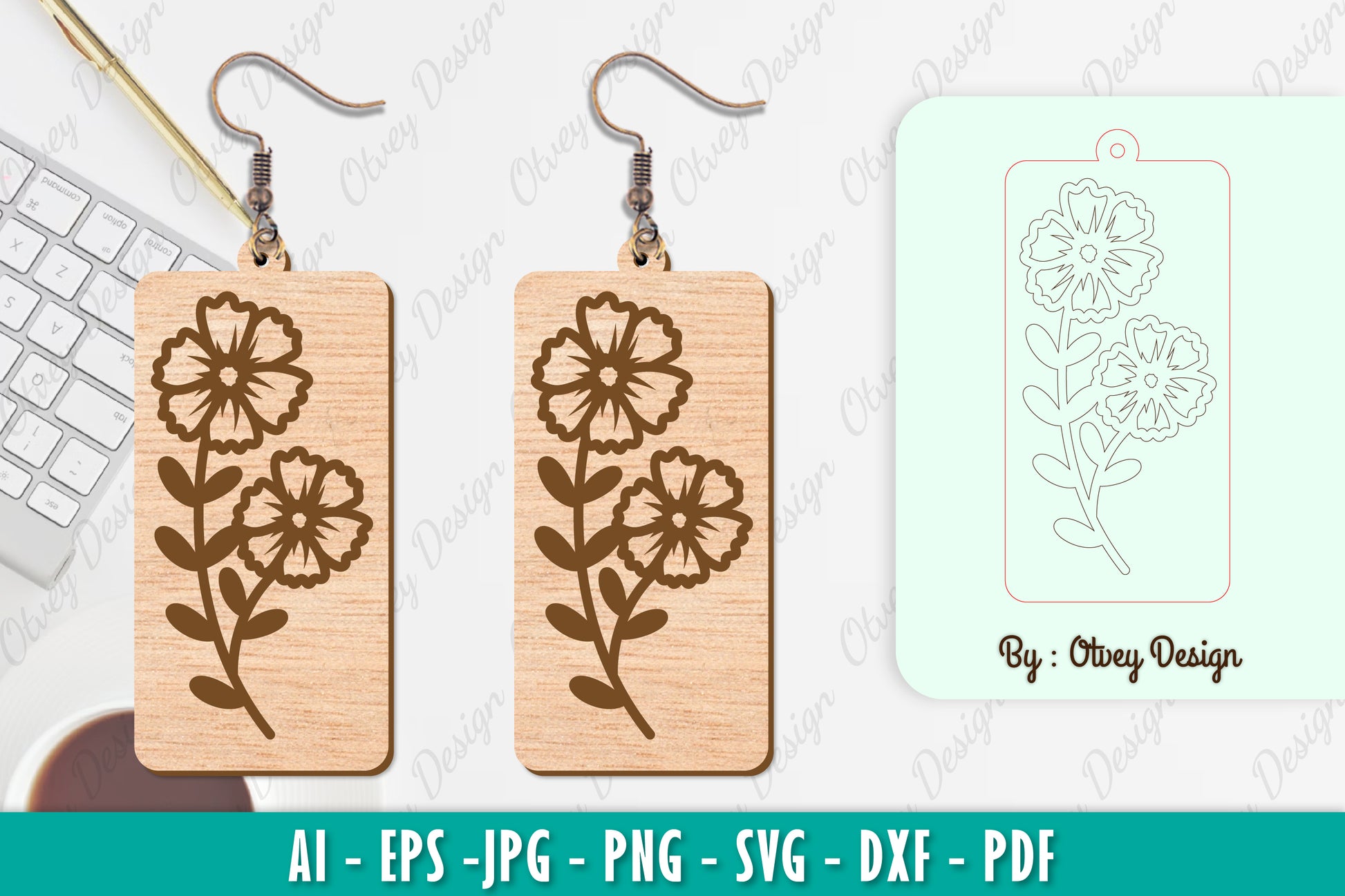 Flower Earring SVG Bundle 25 - CraftNest - Digital Crafting and Art