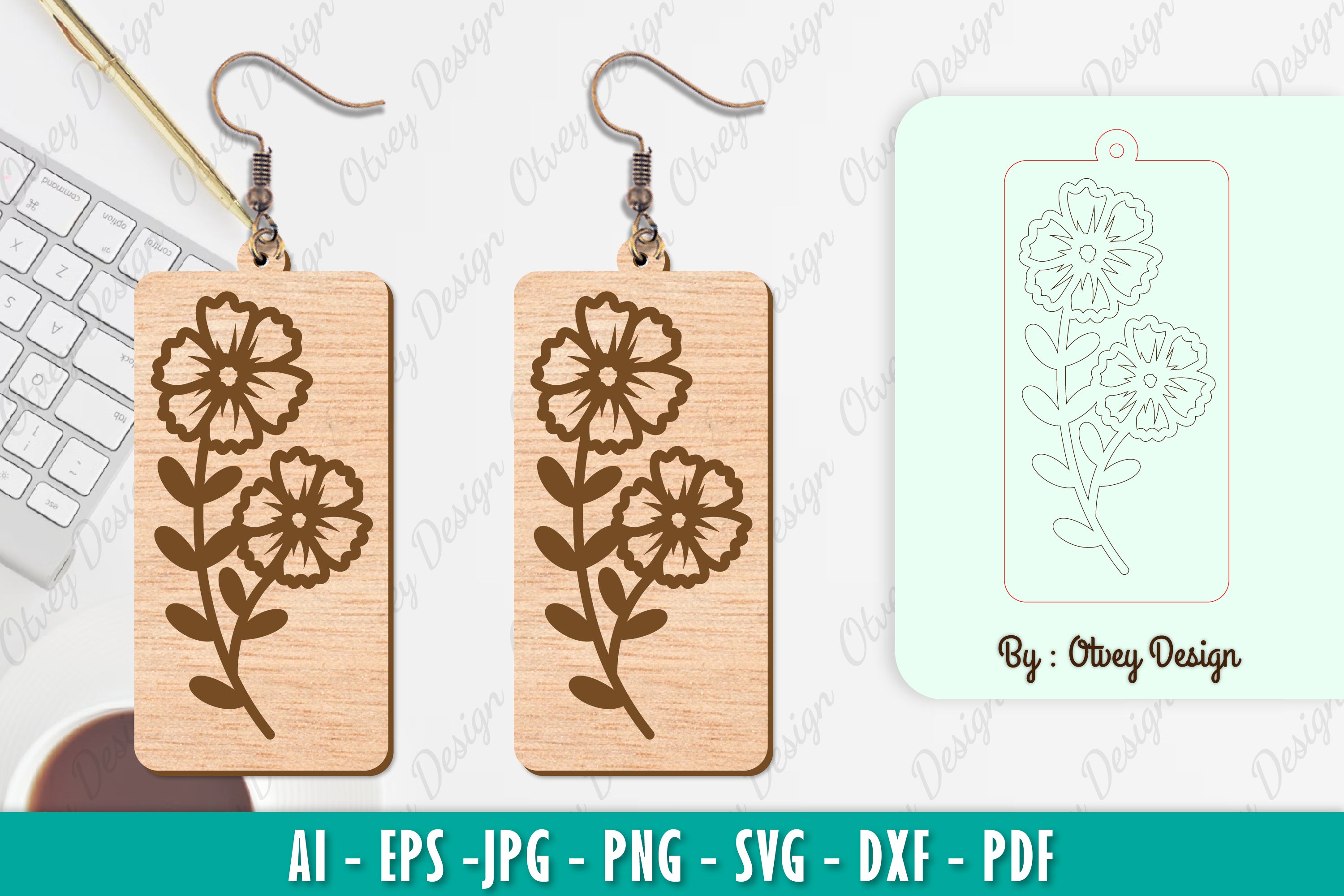 Flower Earring SVG Bundle 25 - CraftNest - Digital Crafting and Art