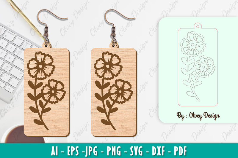 Flower Earring SVG Bundle 25 - CraftNest - Digital Crafting and Art