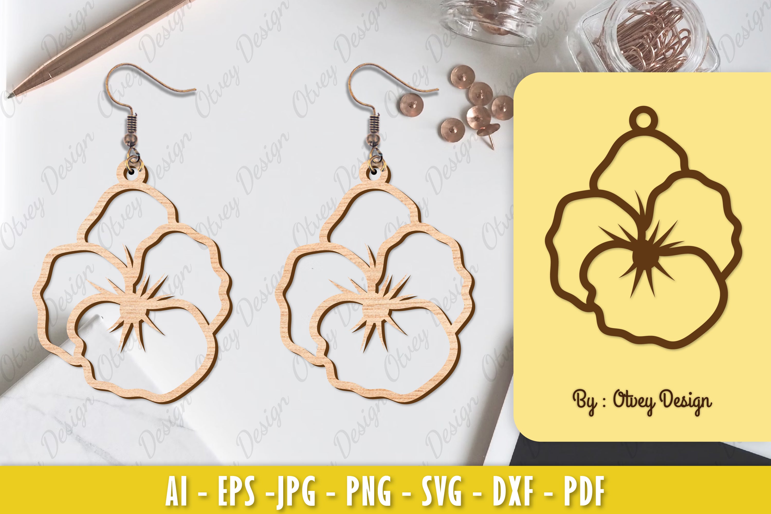 Flower Earring Laser Cut SVG Bundle 71 - CraftNest - Digital Crafting and Art