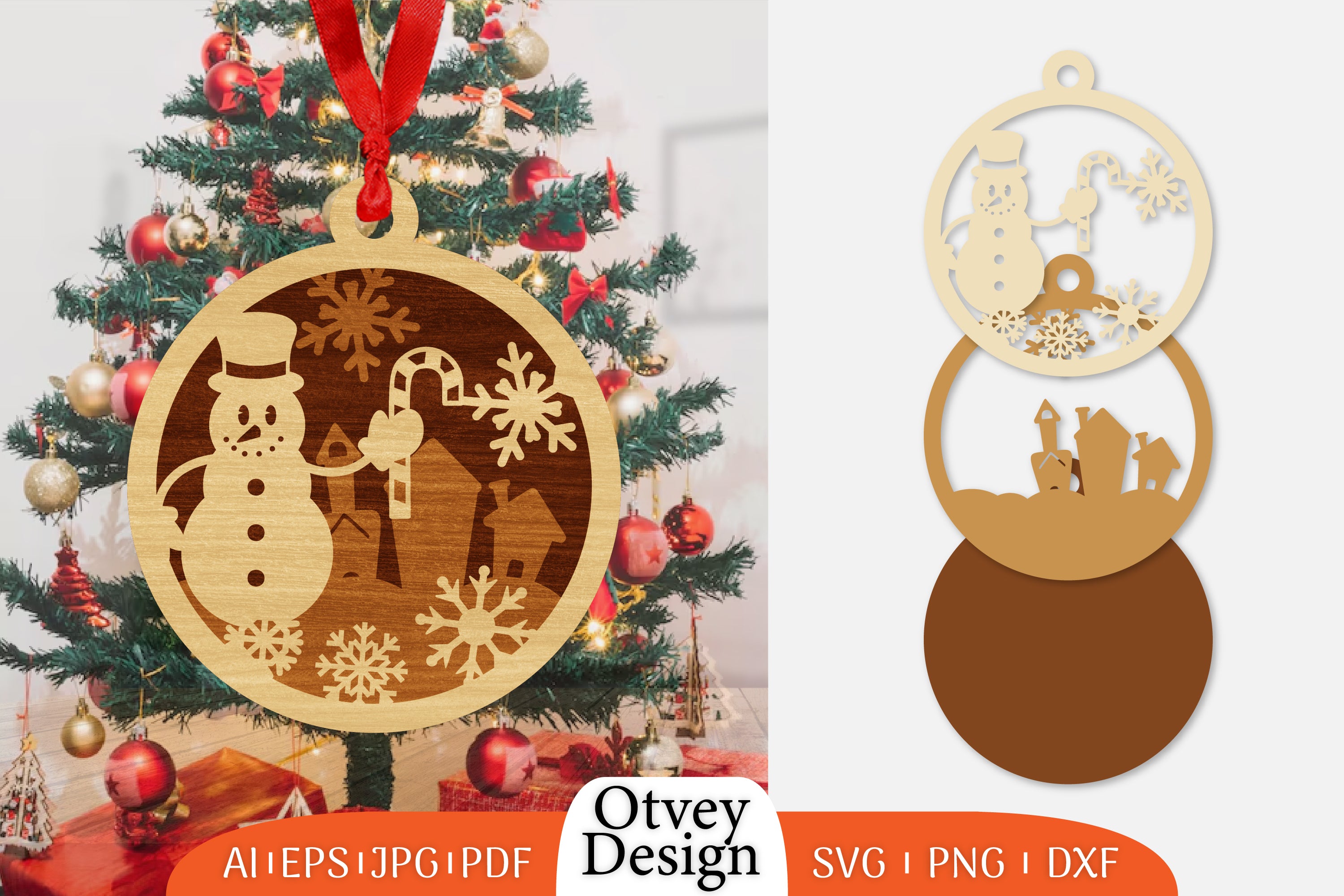 Christmas Snowman Ornament SVG Bundle 6 - CraftNest - Digital Crafting and Art