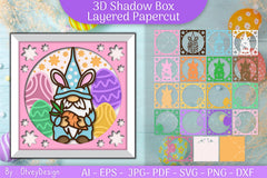 Gnome Easter 3D Shadow Box Layered Papercut SVG Bundle 1 - CraftNest - Digital Crafting and Art