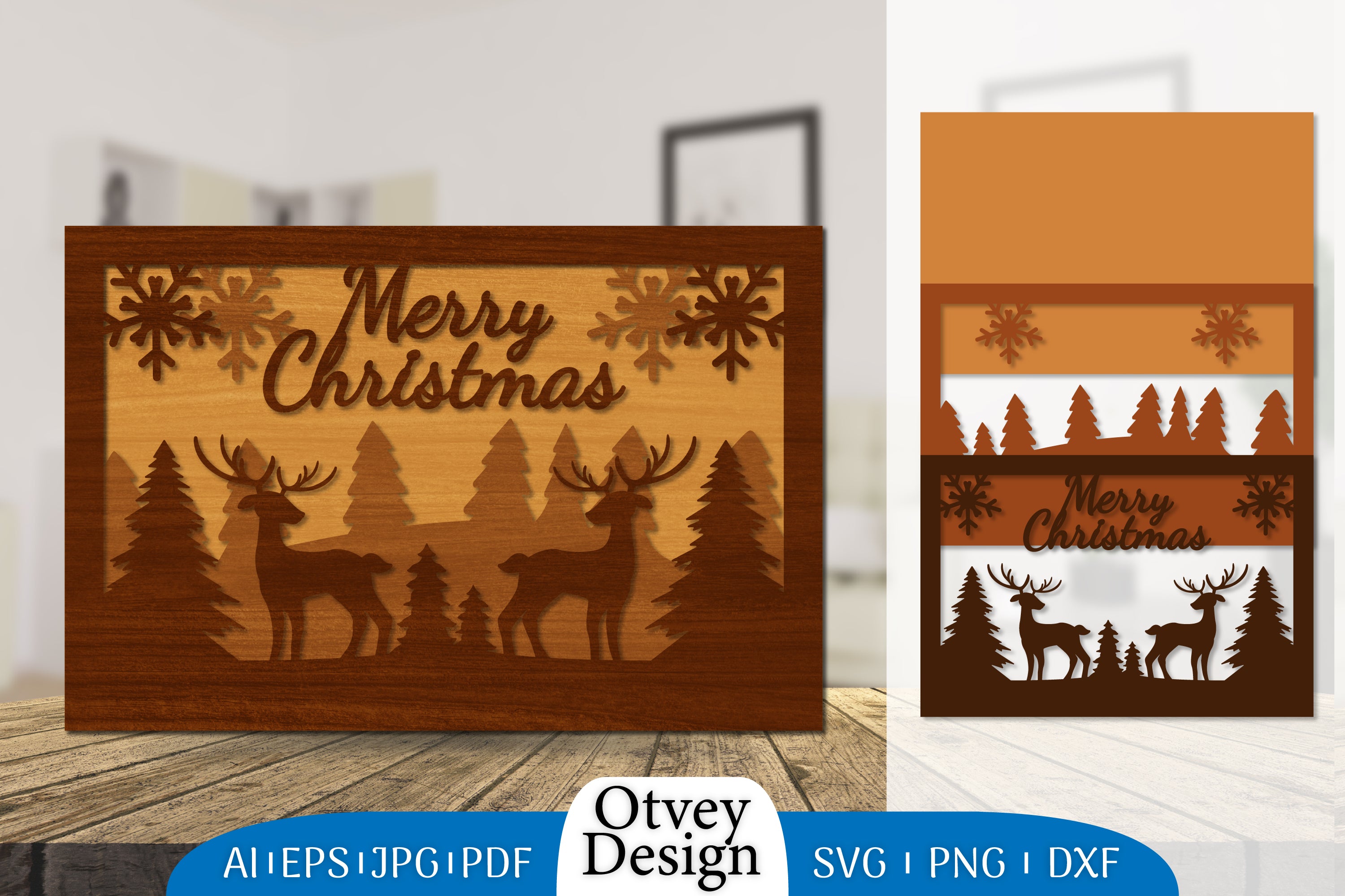 Christmas Deer Layered Lasercut SVG Bundle 1 - CraftNest - Digital Crafting and Art