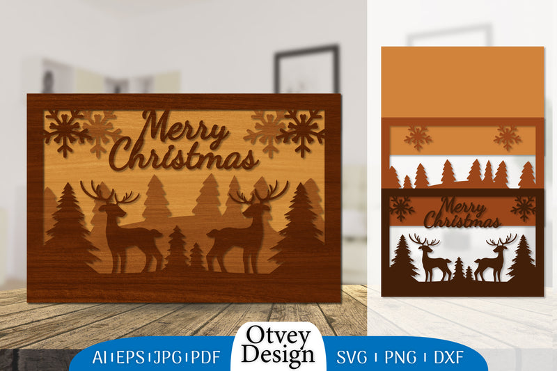 Christmas Deer Layered Lasercut SVG Bundle 1 - CraftNest - Digital Crafting and Art