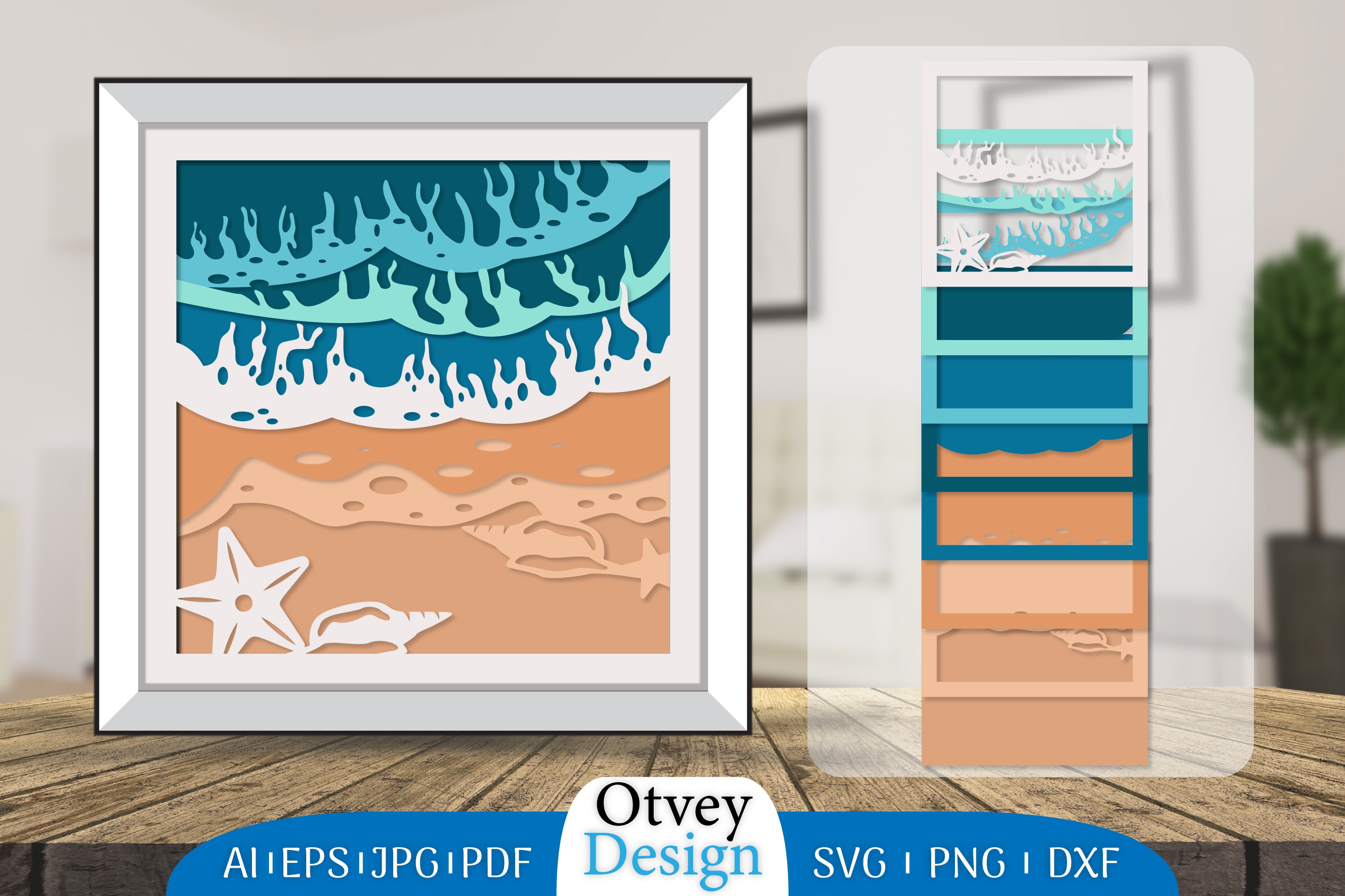 Sea Wave 3D Shadowbox Layered SVG Bundle 1 - CraftNest - Digital Crafting and Art