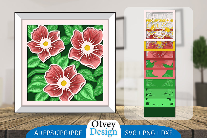 3D Layered Flower Papercut SVG Bundle 9 - CraftNest - Digital Crafting and Art