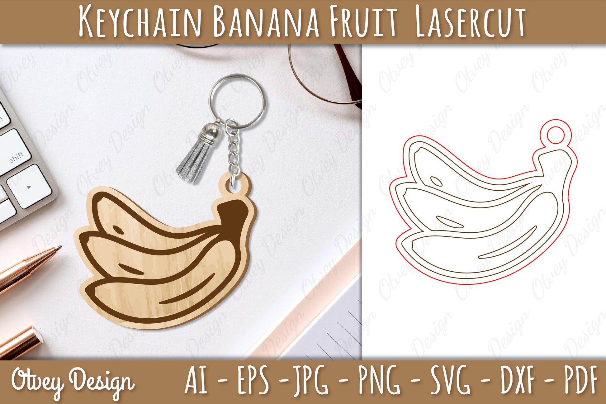 Keychain Banana Fruit Lasercut SVG Bundle 1 - CraftNest - Digital Crafting and Art