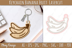 Keychain Banana Fruit Lasercut SVG Bundle 1 - CraftNest - Digital Crafting and Art