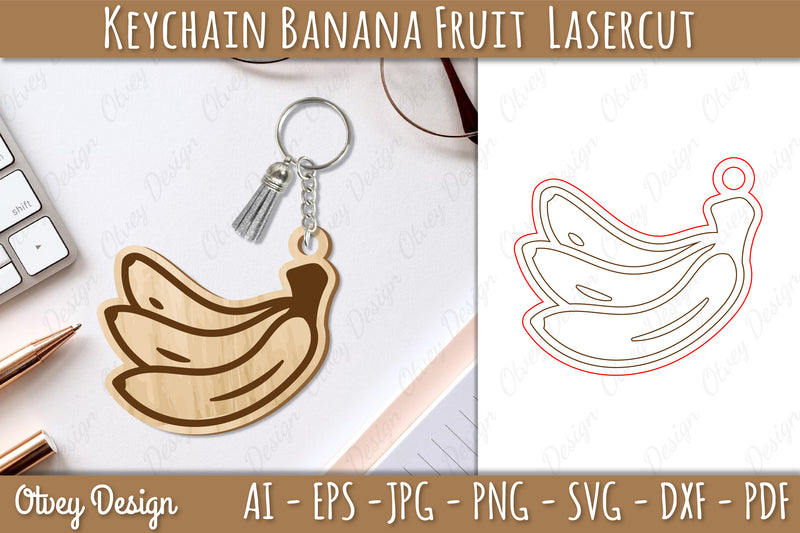 Keychain Banana Fruit Lasercut SVG Bundle 1 - CraftNest - Digital Crafting and Art
