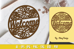 Daisy Flower Welcome Sign SVG Bundle 1 - CraftNest - Digital Crafting and Art