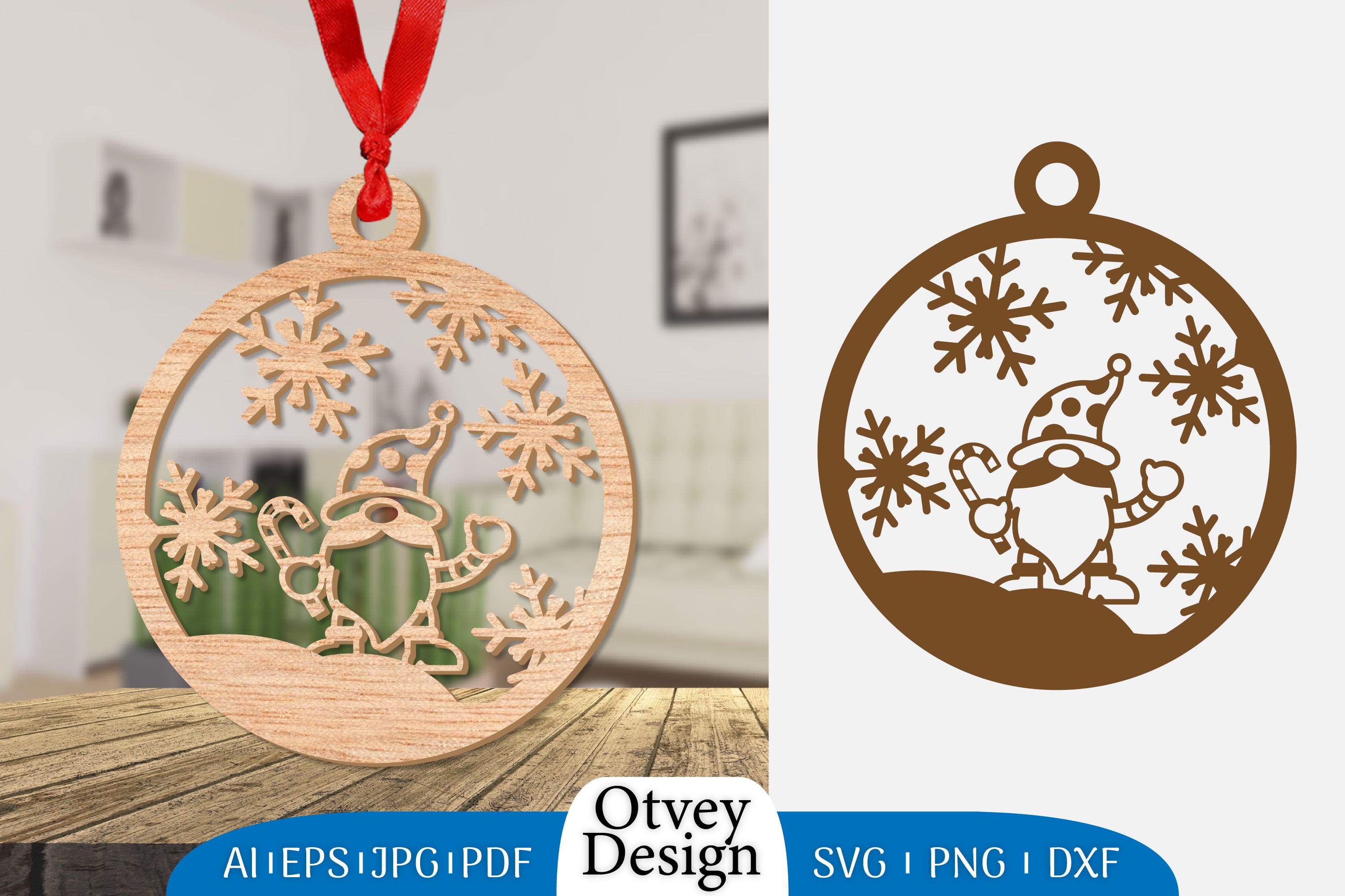 Christmas Gnome Ornament Lasercut SVG Bundle 6 - CraftNest - Digital Crafting and Art