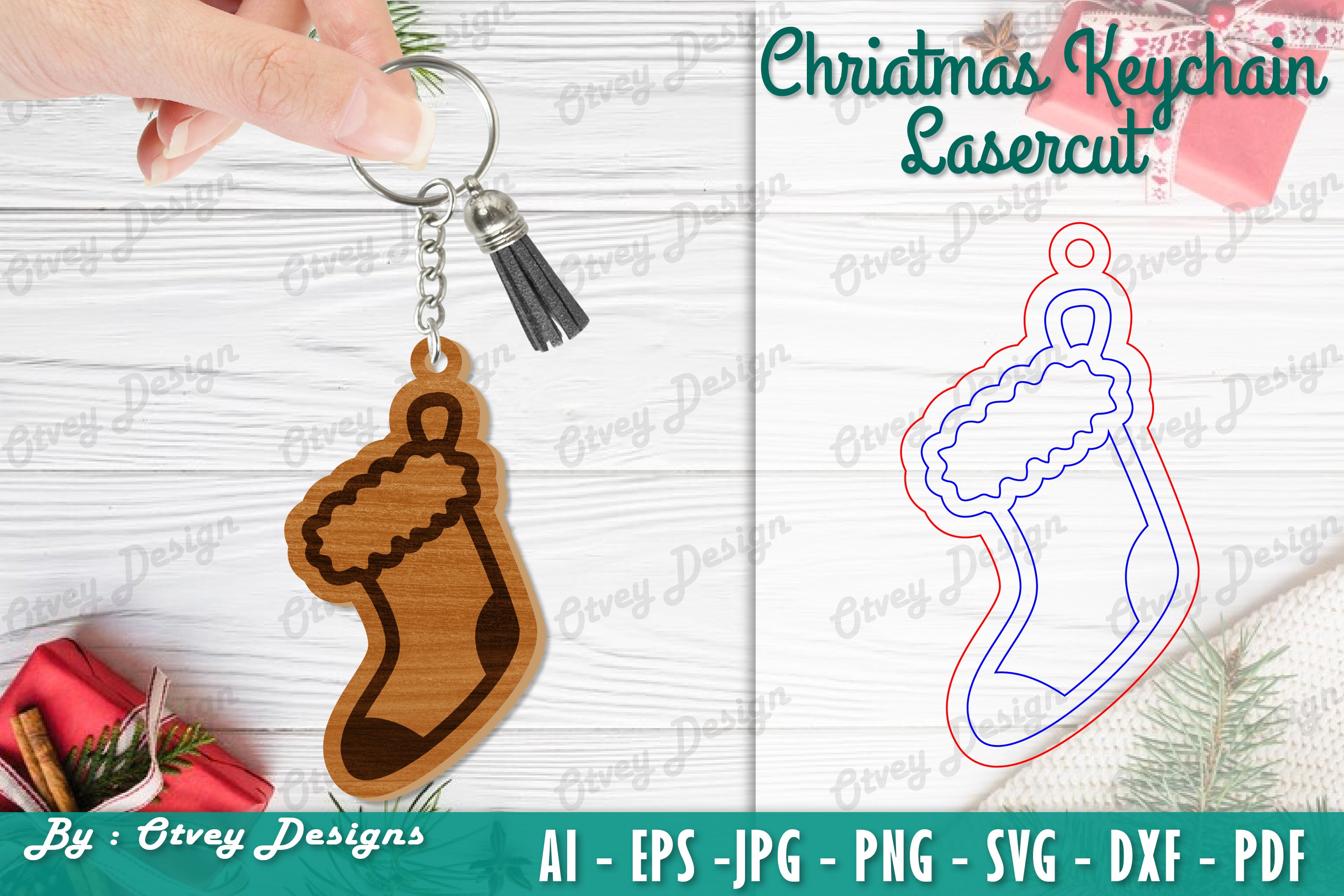 Christmas Keychain Lasercut SVG Bundle