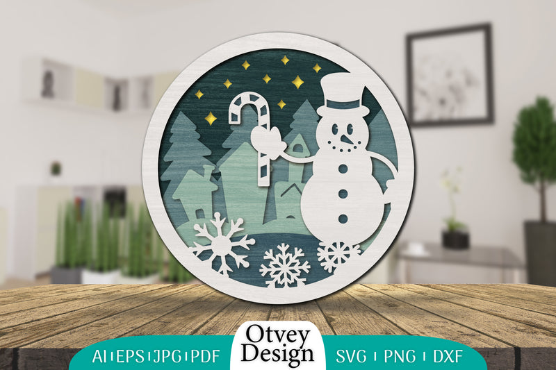 Snowman 3D Round Layered Lasercut SVG Bundle 1 - CraftNest - Digital Crafting and Art