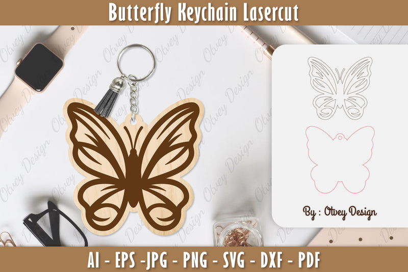 Butterfly Keychain Lasercut SVG Bundle 17 - CraftNest - Digital Crafting and Art