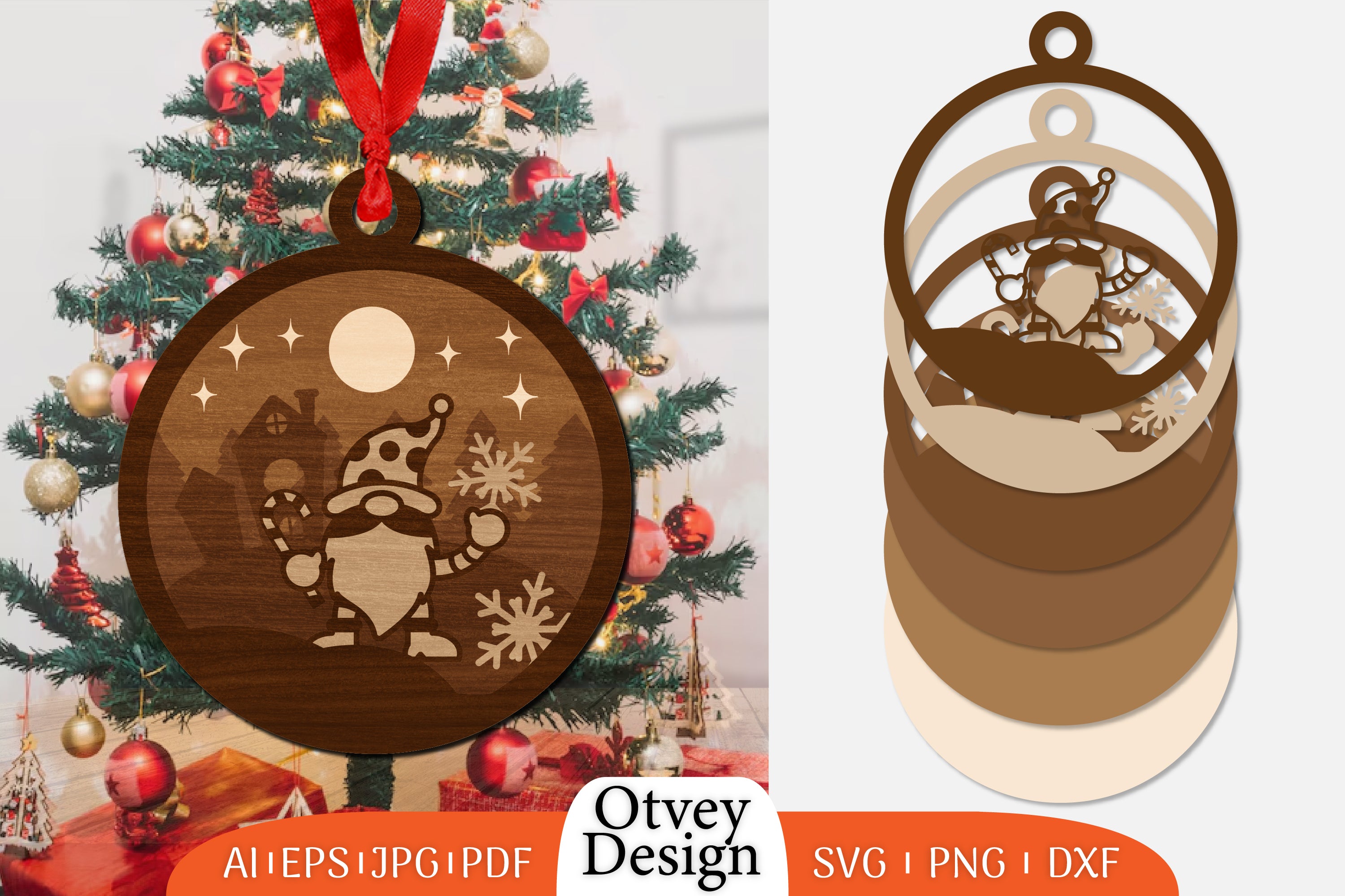 Christmas Gnome Ornament Lasercut SVG Bundle 1 - CraftNest - Digital Crafting and Art