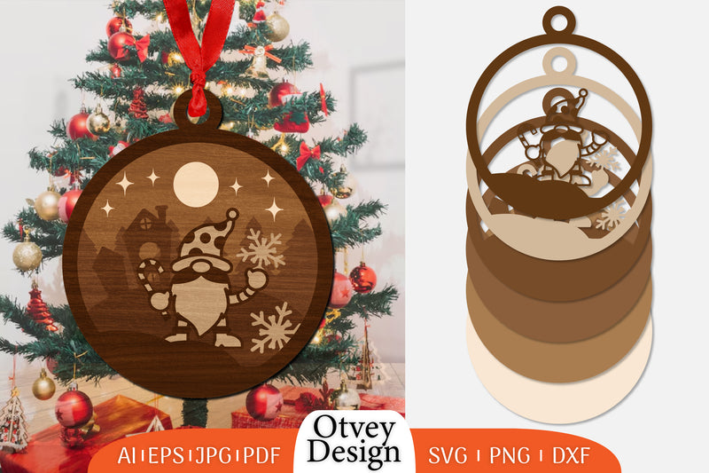 Christmas Gnome Ornament Lasercut SVG Bundle 1 - CraftNest - Digital Crafting and Art