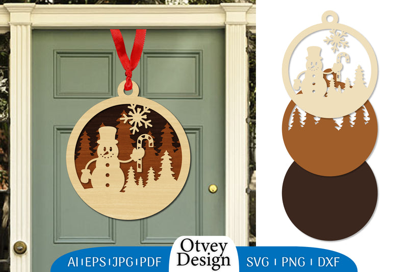 Snowman Ornament Lasercut SVG Bundle 1 - CraftNest - Digital Crafting and Art