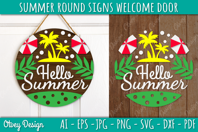 Summer Welcome Door Hangers SVG Bundle 4 - CraftNest - Digital Crafting and Art