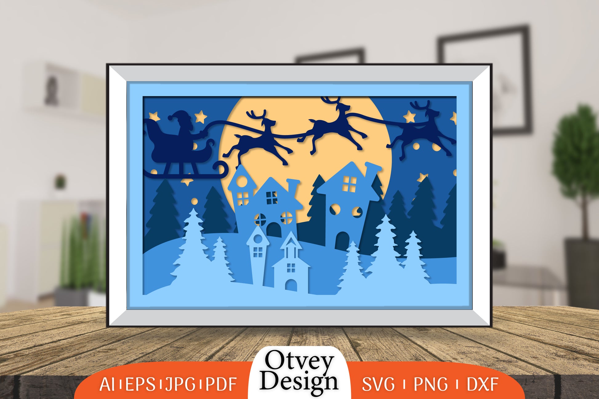 Christmas Santa Sleigh 3D Shadowbox SVG Bundle 4 - CraftNest - Digital Crafting and Art