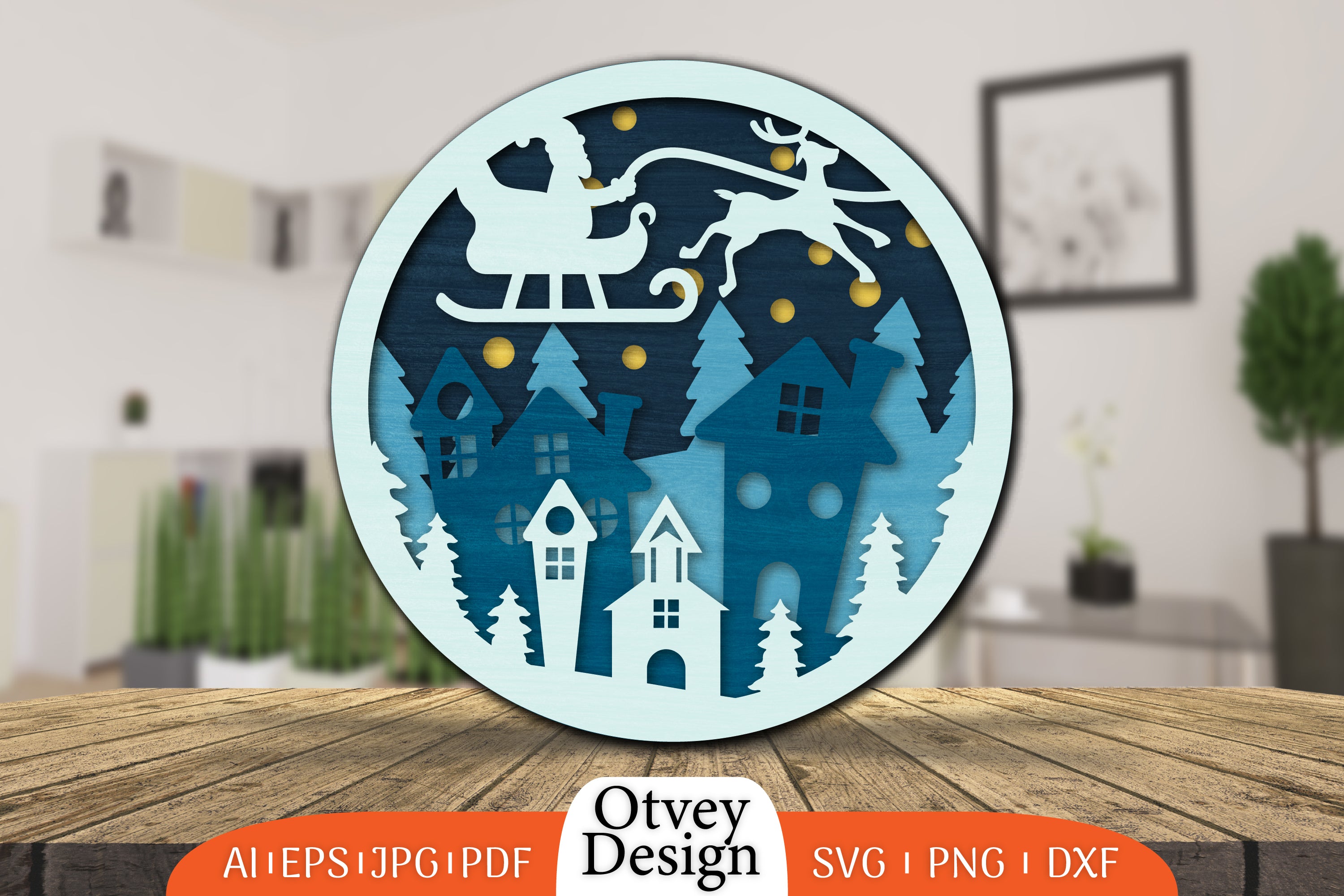 Christmas Round Santa Sleigh 3D Lasercut SVG Bundle 1 - CraftNest - Digital Crafting and Art