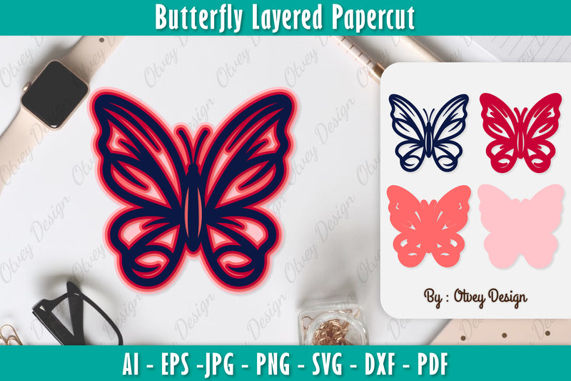 Butterfly Layered Papercut SVG Bundle 1 - CraftNest - Digital Crafting and Art