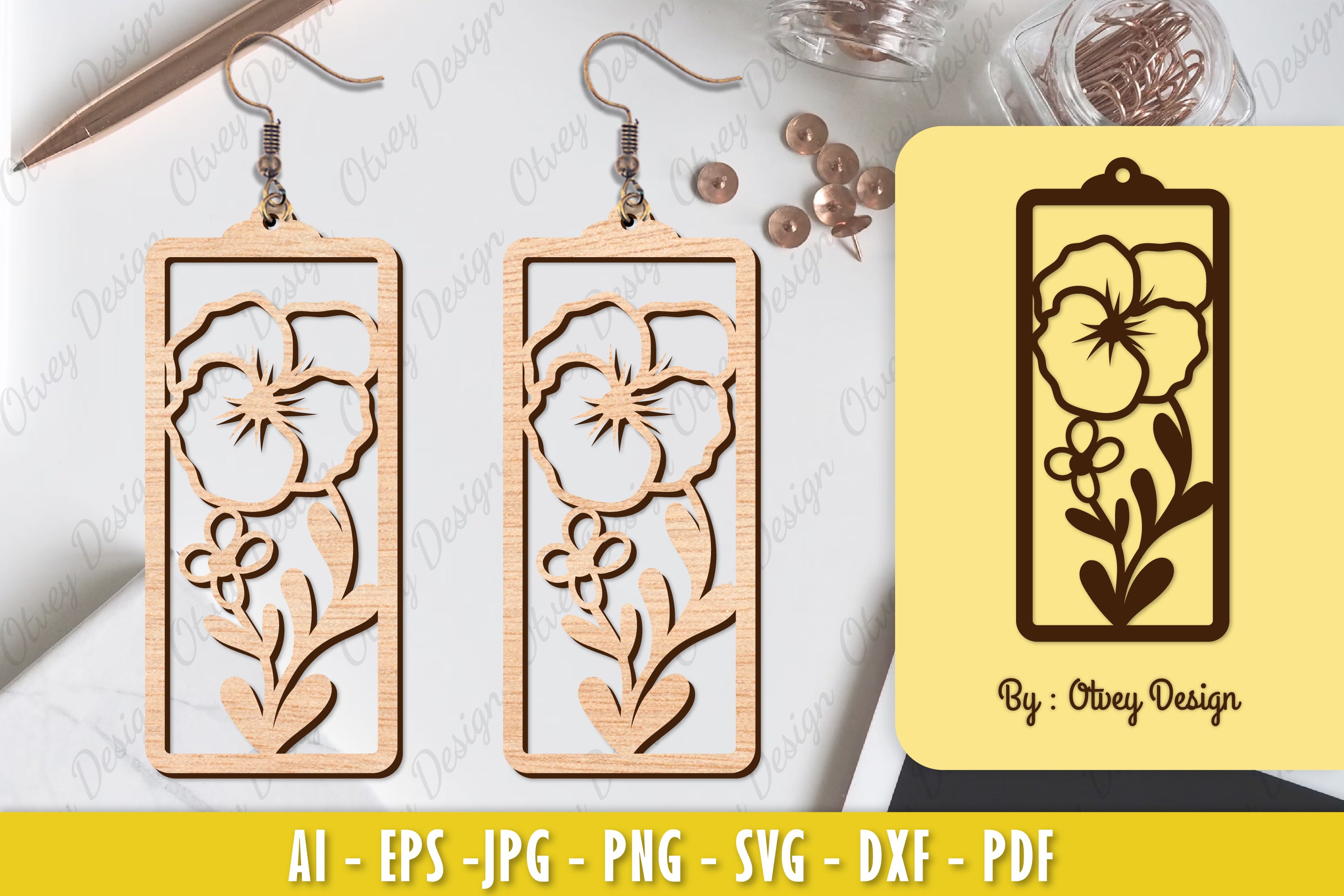 Flower Earring Laser Cut SVG Bundle 121 - CraftNest - Digital Crafting and Art