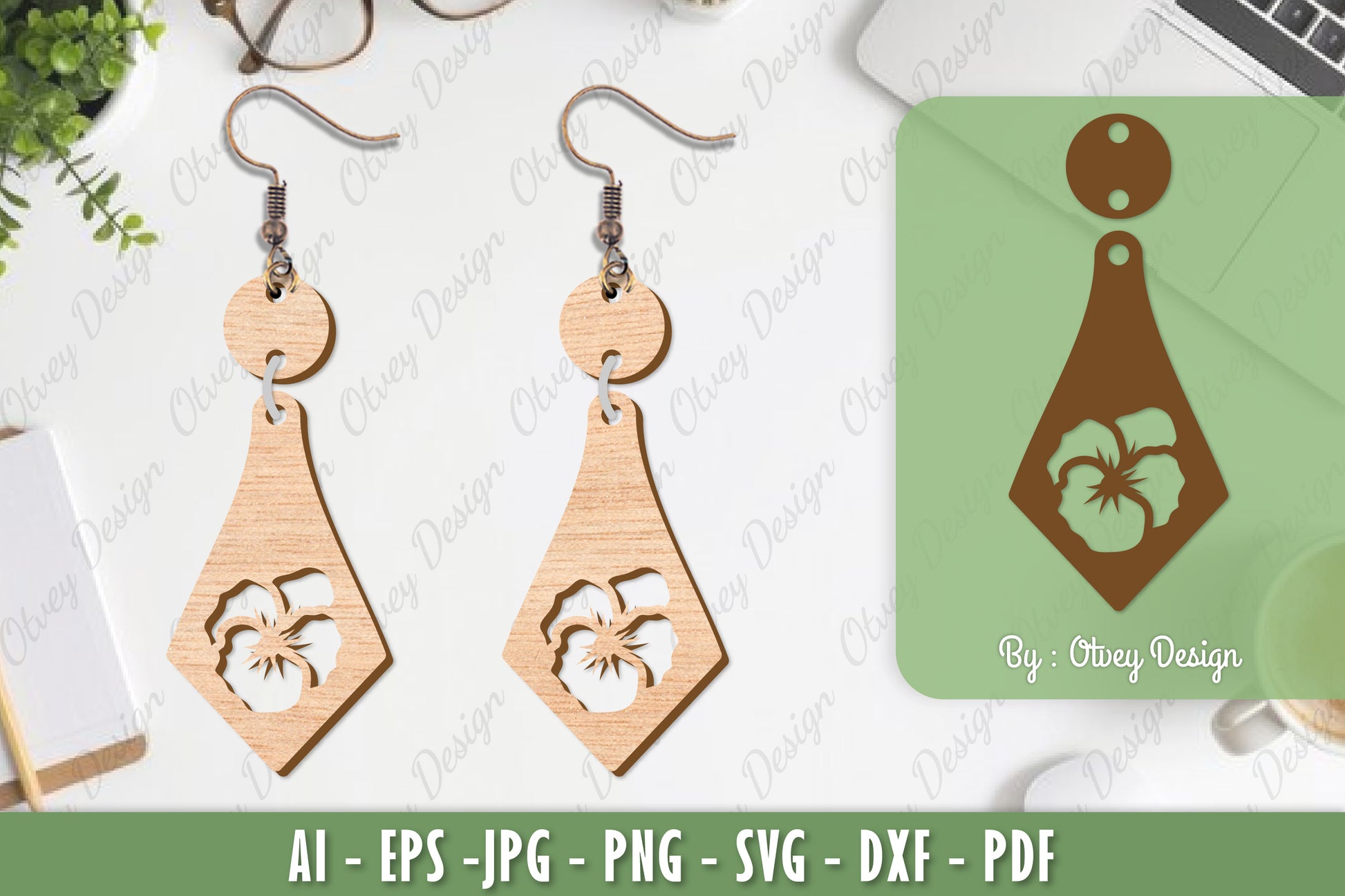 Flower Earrings Laser Cut SVG Bundle 71 - CraftNest - Digital Crafting and Art