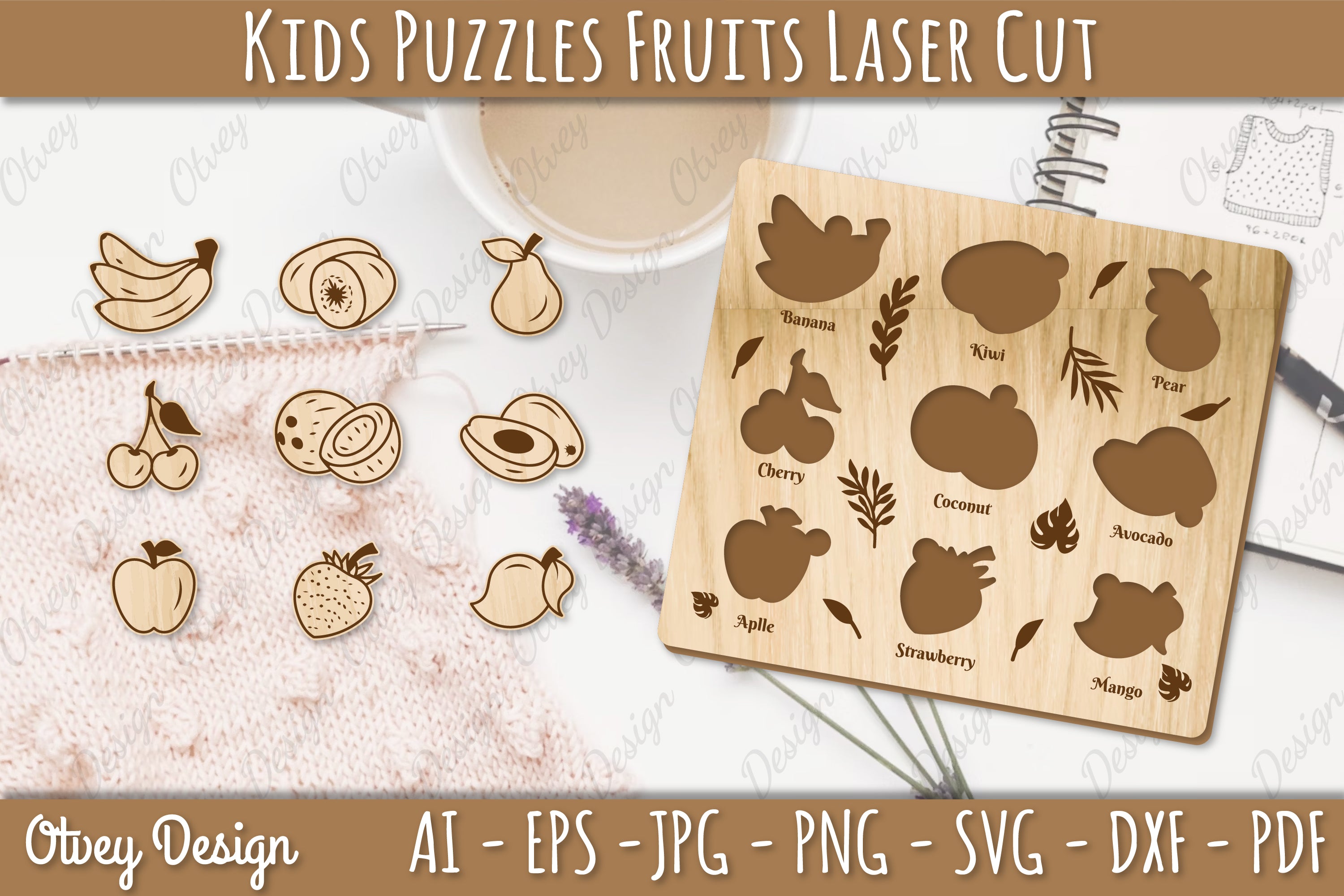 Kids Fruit Puzzles SVG Bundle