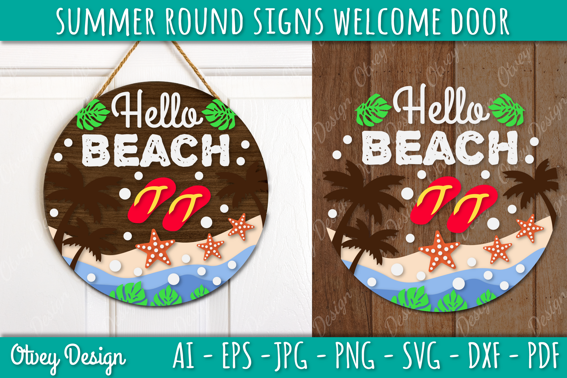 Summer Welcome Door Hangers SVG Bundle 3 - CraftNest - Digital Crafting and Art