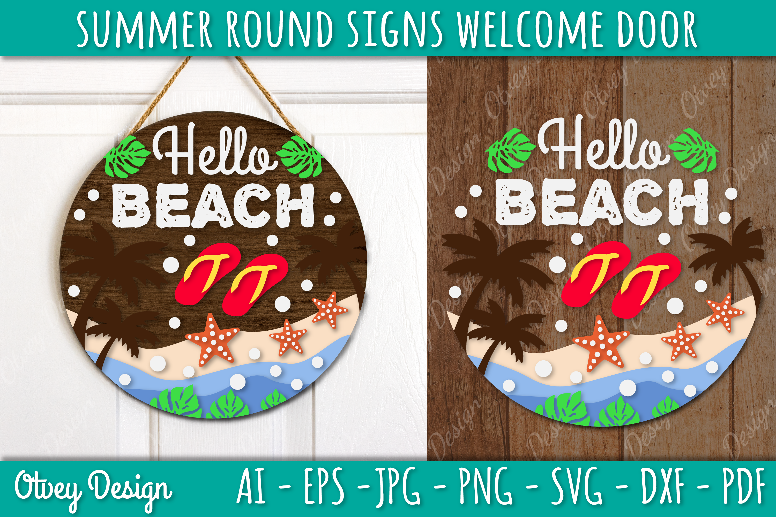 Summer Welcome Door Hangers SVG Bundle 3 - CraftNest - Digital Crafting and Art
