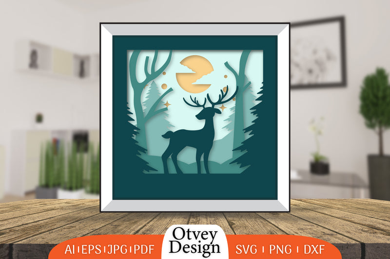 Christmas Deer 3D Shadowbox SVG Bundle - CraftNest - Digital Crafting and Art