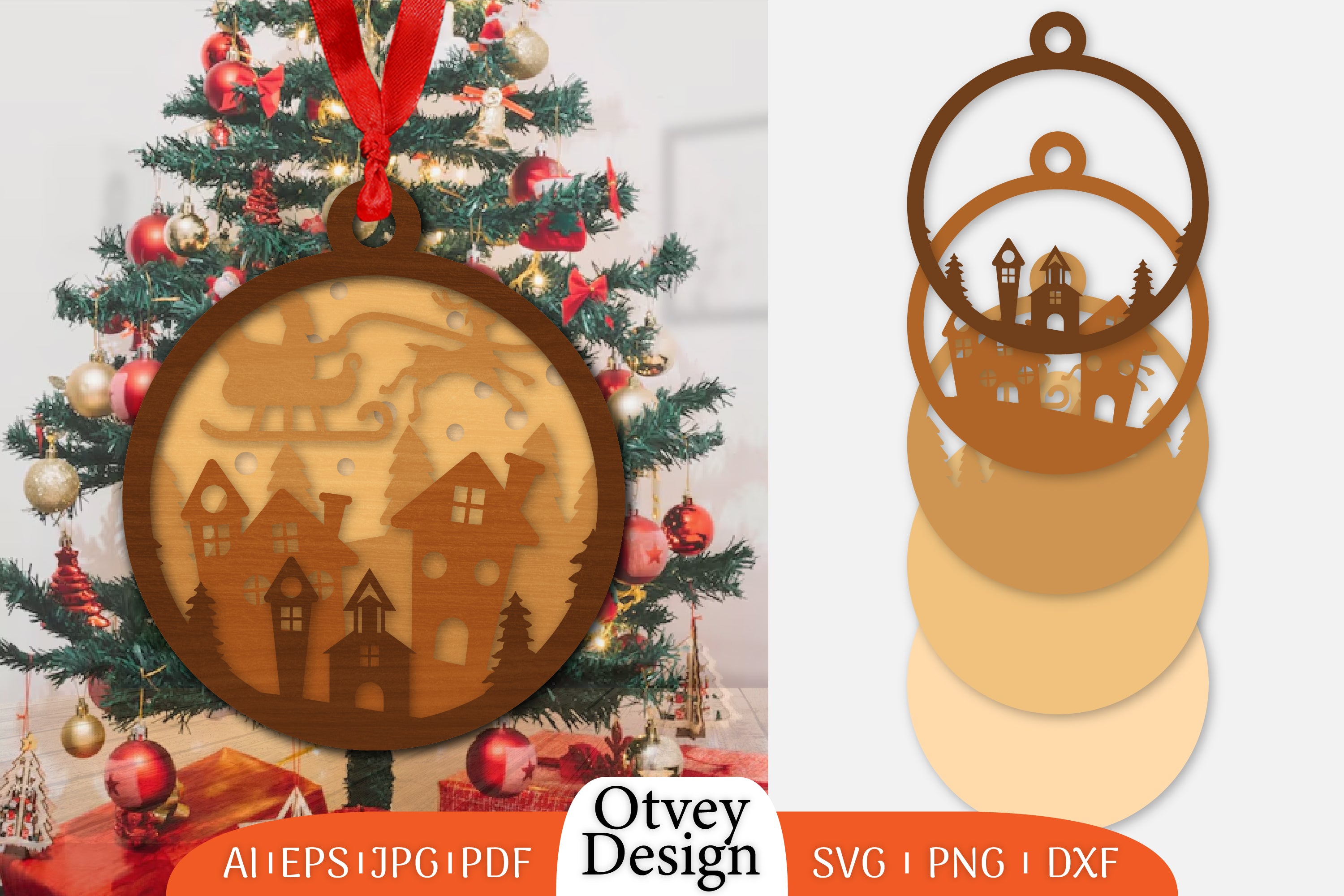 Christmas Santa Sleigh Ornament SVG Bundle 1 - CraftNest - Digital Crafting and Art