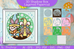 Gnome Easter 3D Shadow Box Layered Papercut SVG Bundle 6 - CraftNest - Digital Crafting and Art