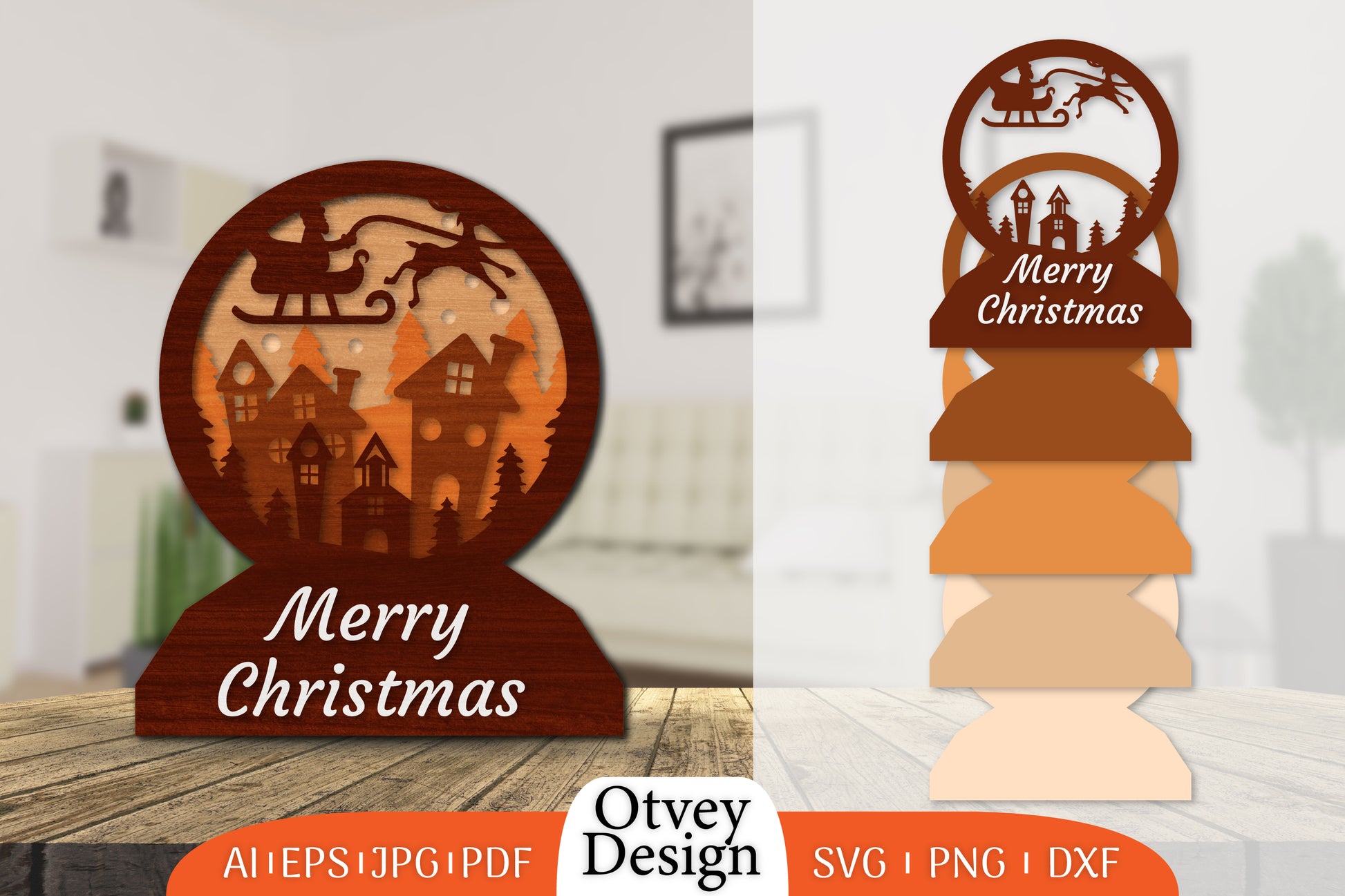 Christmas Santa Sleigh 3D Lasercut SVG Bundle 1 - CraftNest - Digital Crafting and Art