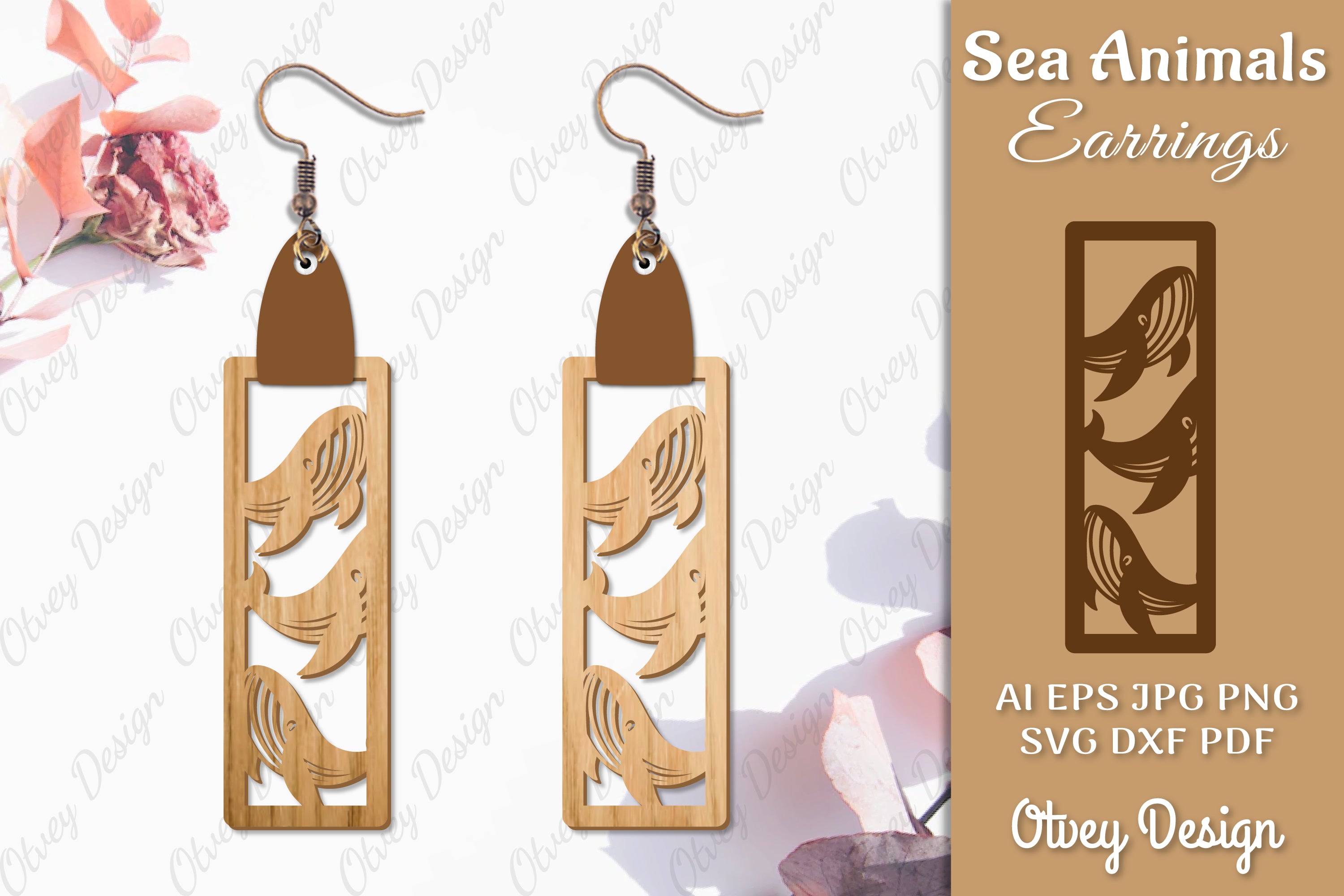 Sea Animals Earrings Laser Cut SVG Bundle 63 - CraftNest - Digital Crafting and Art