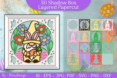 Gnome Easter 3D Shadow Box Layered Papercut SVG Bundle 5 - CraftNest - Digital Crafting and Art