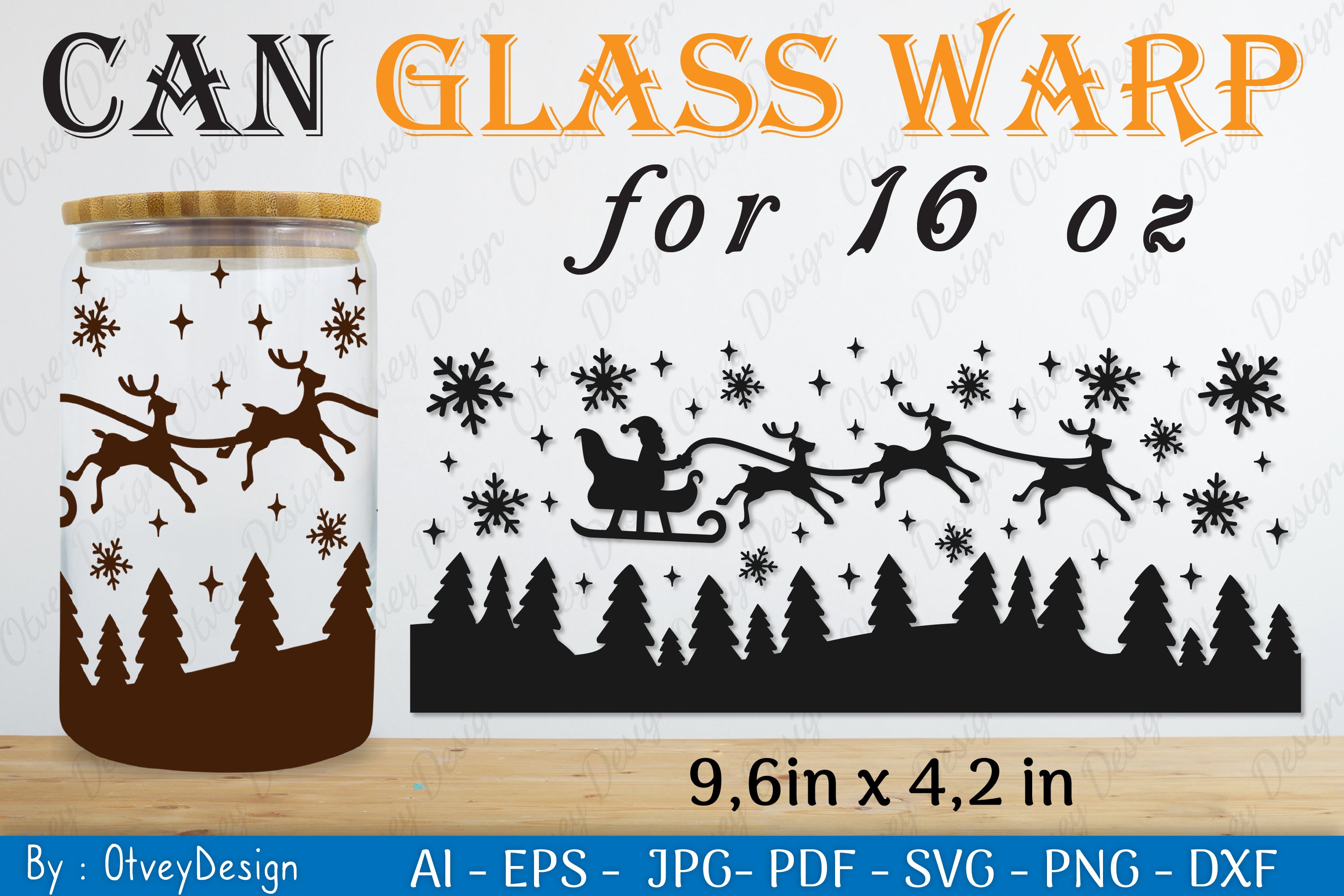 Christmas Santa Sleigh Can Glass 16 OZ SVG Bundle 1 - CraftNest - Digital Crafting and Art