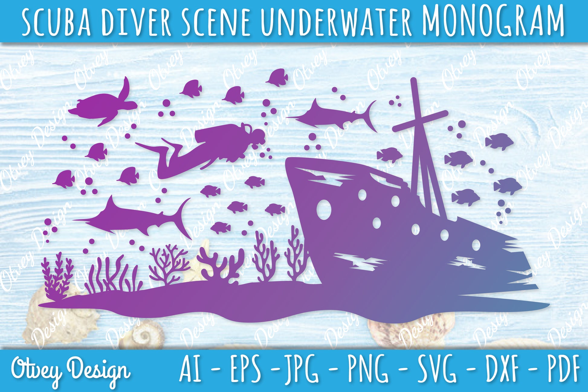 Scuba Diver Monogram SVG Bundle 4 - CraftNest - Digital Crafting and Art