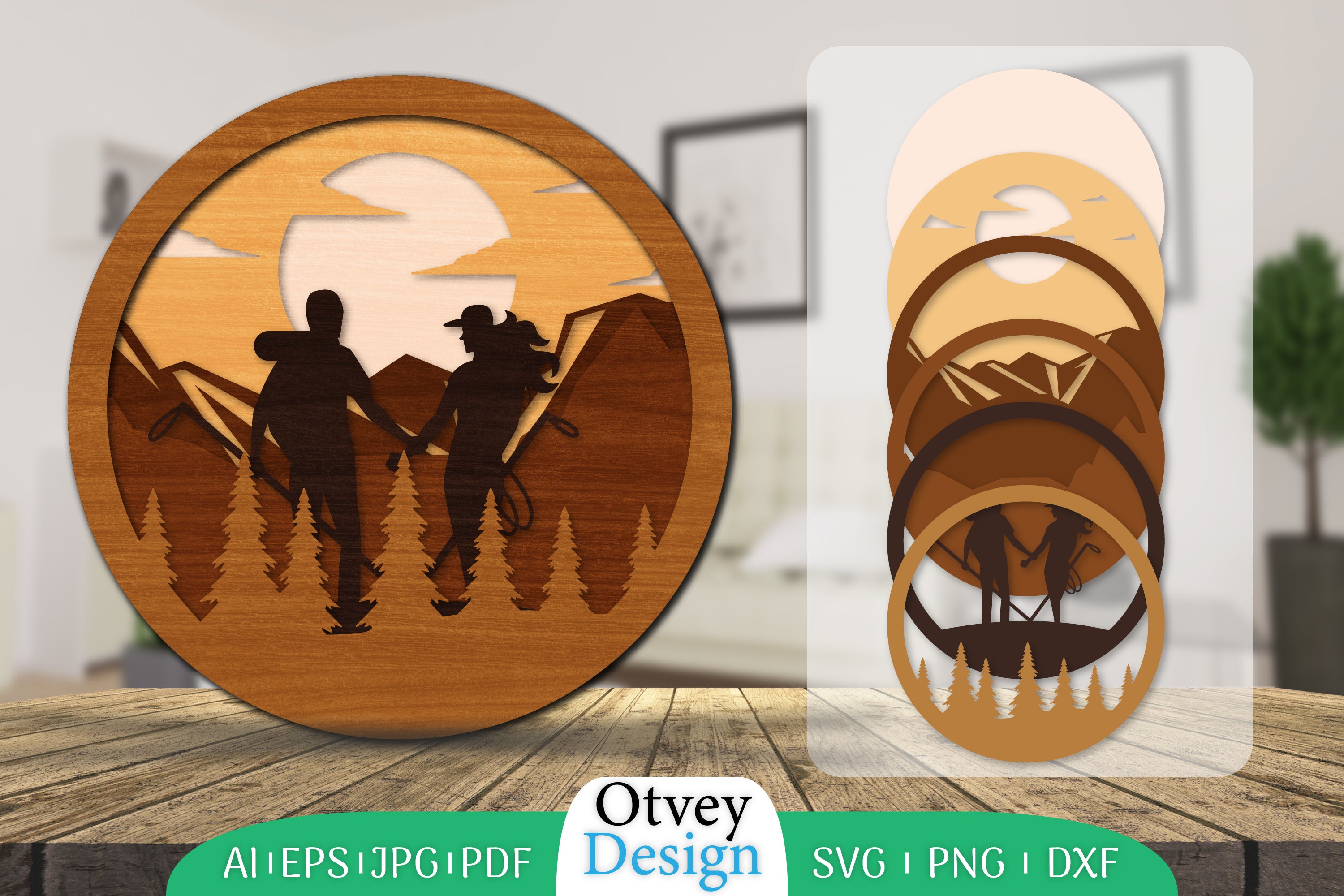 Hiking Couple Layered Lasercut SVG Bundle 1 - CraftNest - Digital Crafting and Art