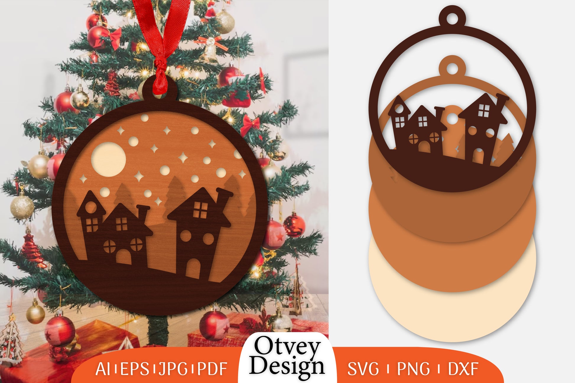 Christmas Scene Ornament Lasercut SVG Bundle 1 - CraftNest - Digital Crafting and Art