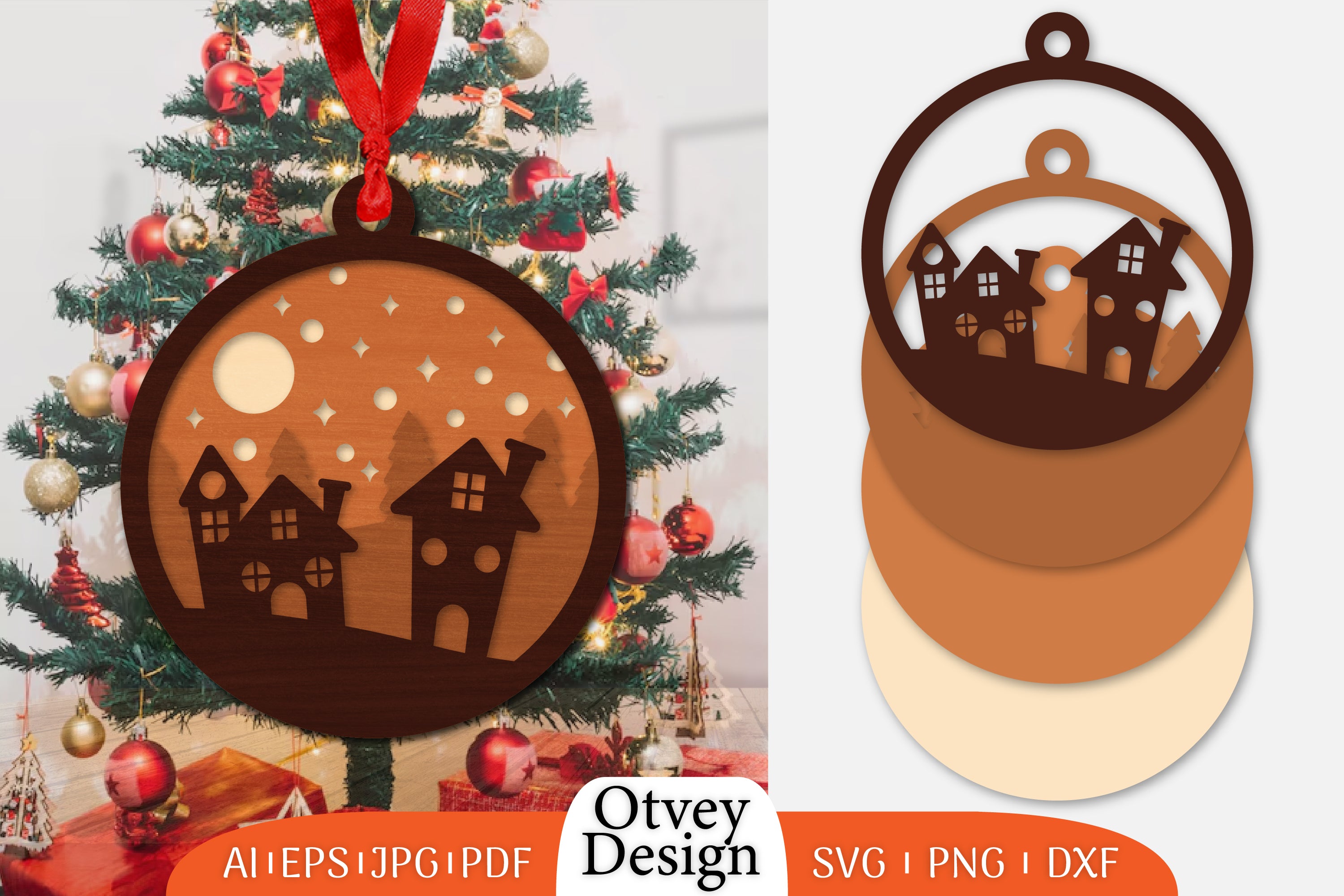 Christmas Scene Ornament Lasercut SVG Bundle 1 - CraftNest - Digital Crafting and Art